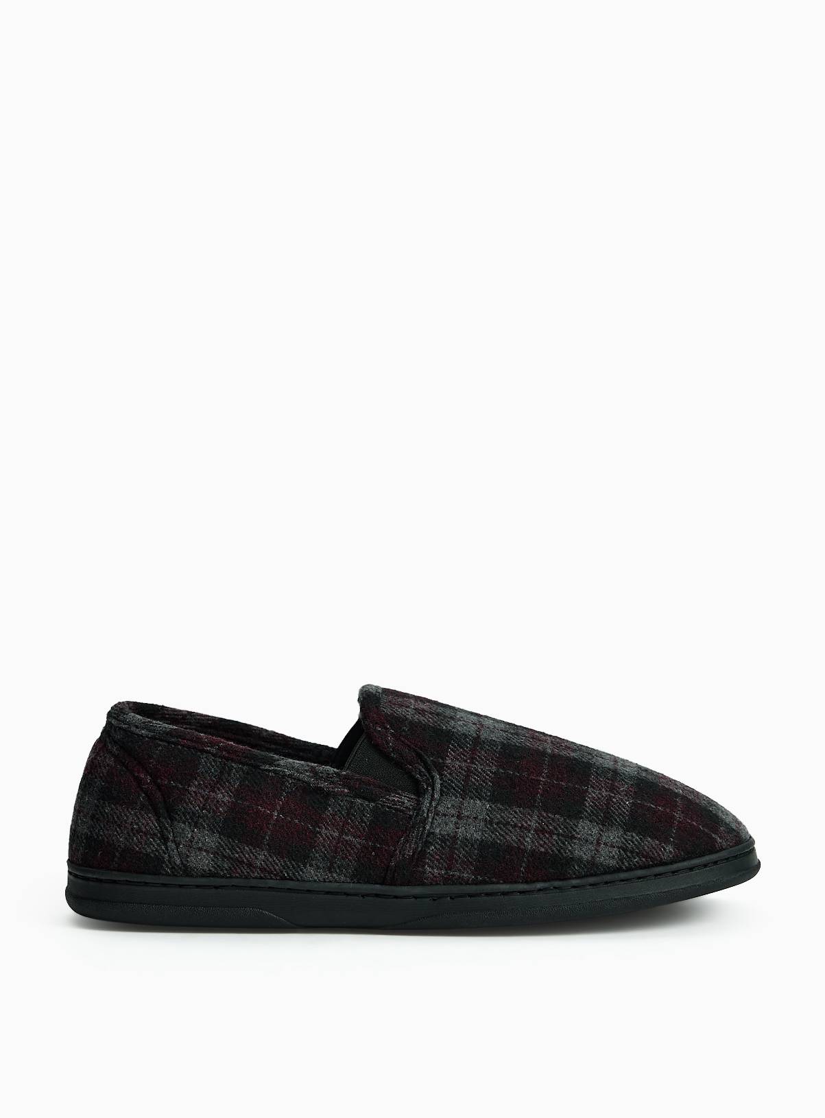 Burgundy Check Borg Full Slippers 9 - Image 2